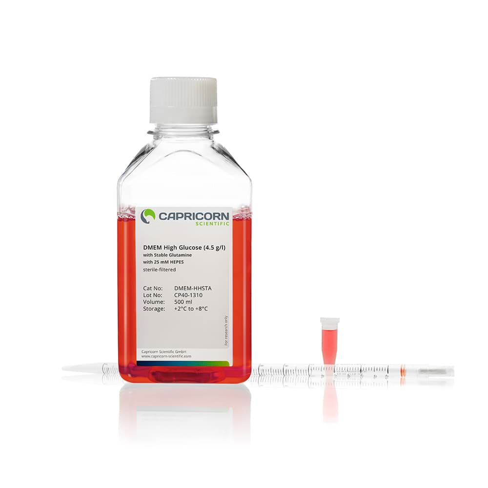 Picture of DMEM High Glucose (4.5 g/l), with Stable Glutamine, with 25 mM HEPES - 500 ml